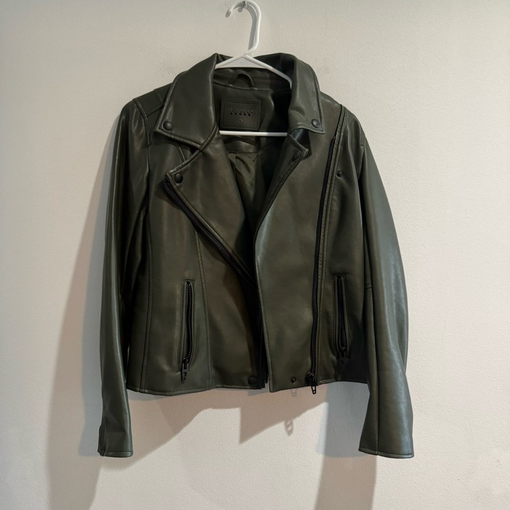 🖤 BlankNYC Olive Green Faux Leather Moto Jacket – Size Small